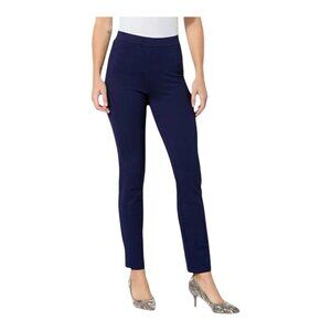 Colleen Lopez Women's Perfect 10 Cigarette Leg Ponte Pant Size XXS Navy Stretch
